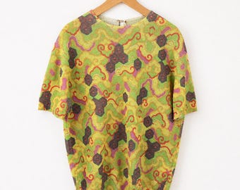 Vintage psychedelic multicoloured top, size 40 FR