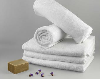 Bath towel 70 x 130 cm white cotton terry towelling oeko-tex