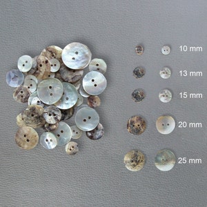 Mother-of-pearl shell button 10, 13, 15 or 20 mm, decreasing price