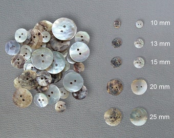 Mother-of-pearl shell button 10, 13, 15 or 20 mm, decreasing price