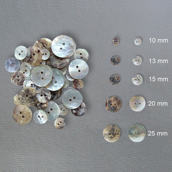 Perlmutt-Muschelknopf 10, 13, 15, 20 oder 25 mm mit abnehmendem Preis