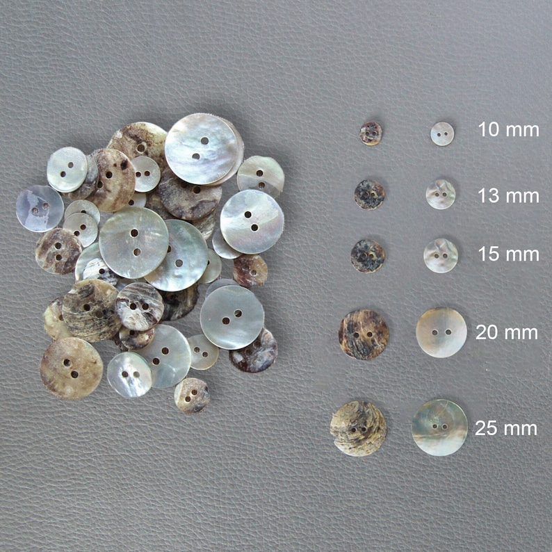 Perlmutt-Muschelknopf 10, 13, 15, 20 oder 25 mm mit abnehmendem Preis Bild 1