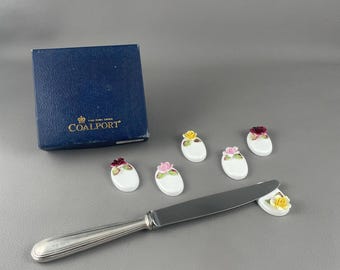 Vintage Coalport porcelain knife rest, set of 6 – 1980s