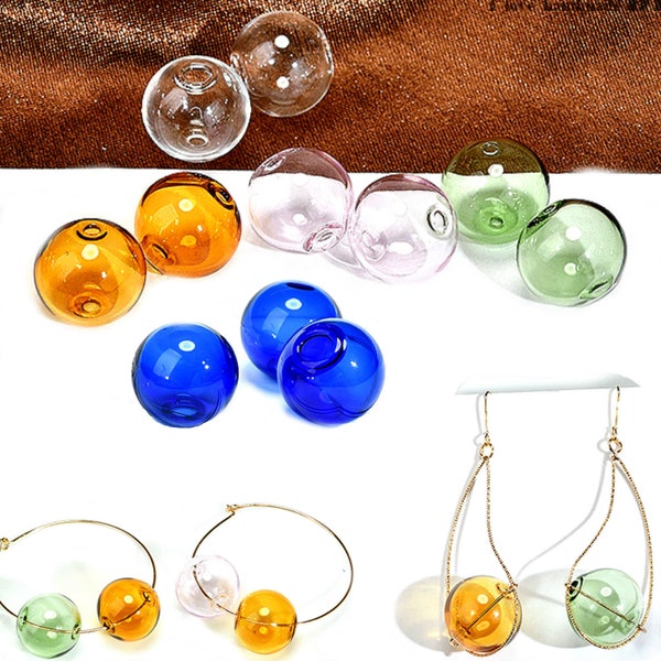 5 pcs, Double Hole Glass Globe Empty Glass bubble Glass Beads DIY Jewelry making Glass pendant (EFS 064)