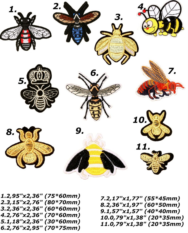 Bee Embroidery Iron Patch Applique Clothes Decoration Queen | Etsy