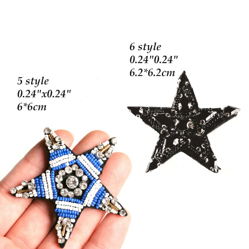 Stars Patch Embroidered Crystals Beaded Patches Sew on Etsy