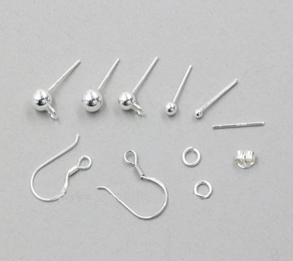 5pcs Sterling Silver Pearls Design Ear Pin Studs DIY Earring Hooks Gold