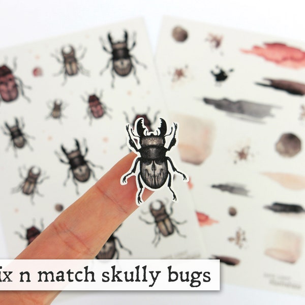 Mix 'n match Stickers "skully bugs" · Käfer Aufkleber