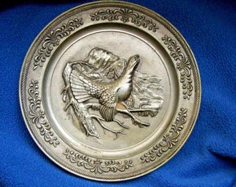 GAME BIRD Plate in Pewter by Kossinger Schlerling 7.5" Volkswanderung