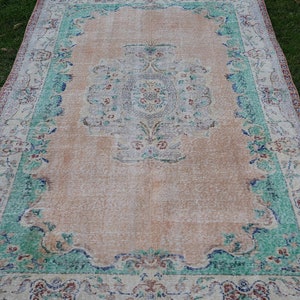 6x9 Orange Turkish Vintage Rug,Antique Rug,6x9 Rug,Bohemian Rug,Anatolian Rug,Oushak Rug,Oriental Rug,Area Wool Rug,Hand made Woven,5.9x9 ft