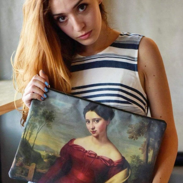 Oversized Clutch/ Maxi Clutch/Art Print Clutch/ Art Bag / Statement Clutch/ Canvas Bag/ Valentine's