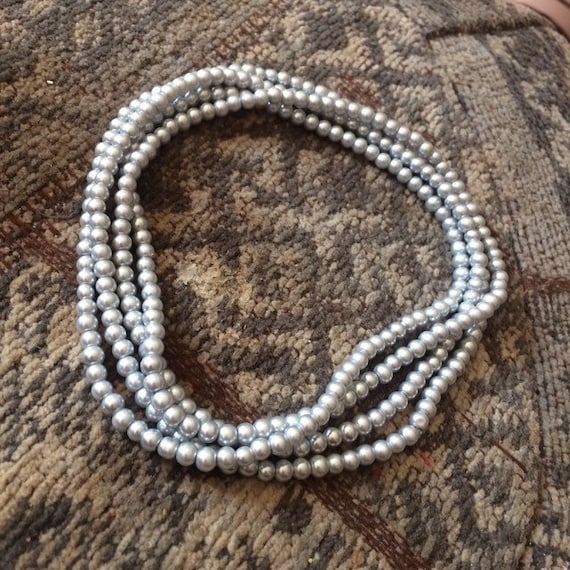 Collier Vintage Sautoir Perles De Verre Noir - Alliage - Occasion à Nettoyer