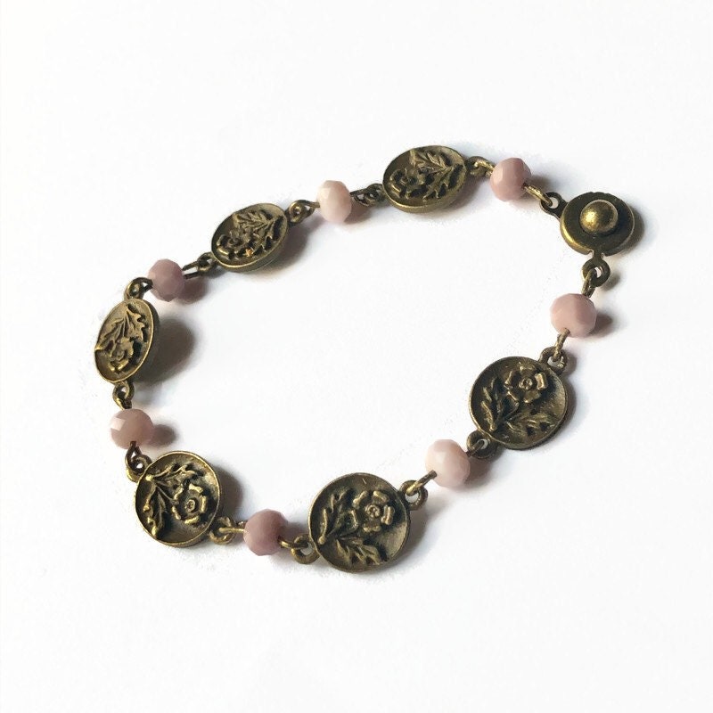 Steel double bracelet in copper colour – pearlescent flowers, a star