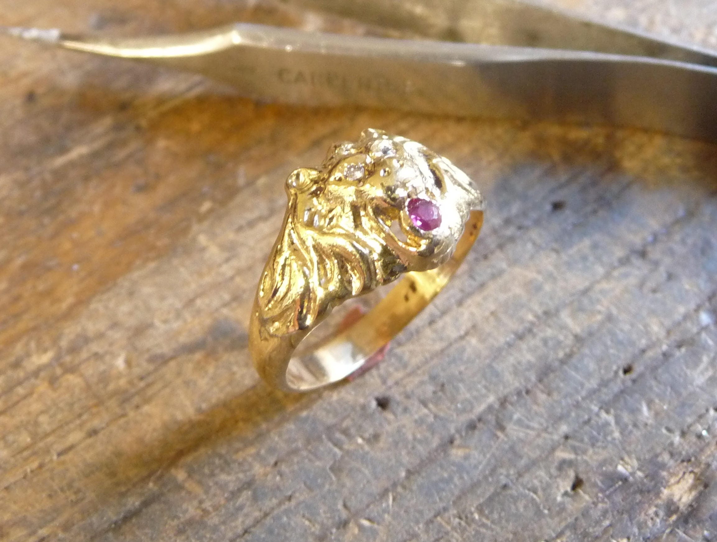 Gold Ring Lion Ring Yellow Gold Ring Lion Head Simba With - Etsy
