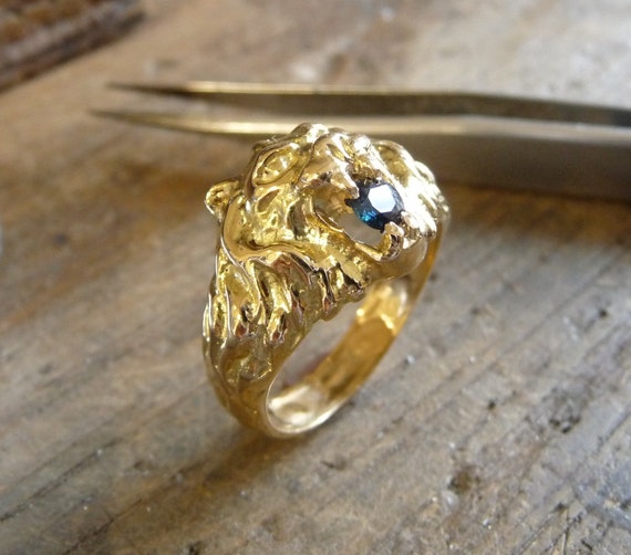 Pest Groet mozaïek Gouden ring leeuwenring geelgouden ringkop van nargal leeuw | Etsy België
