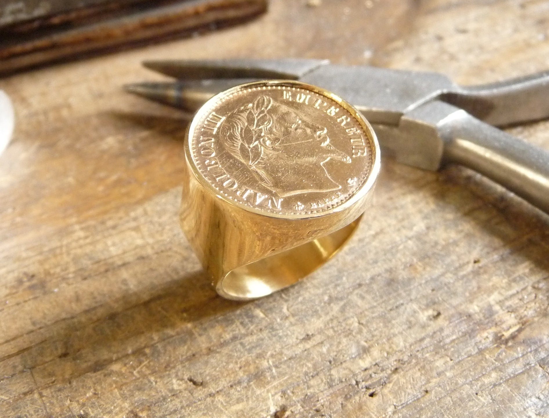 [韓国人気ジュエリー] nff napoleon ring French Napoleon III Emperor Signet Ring Gold For Men
