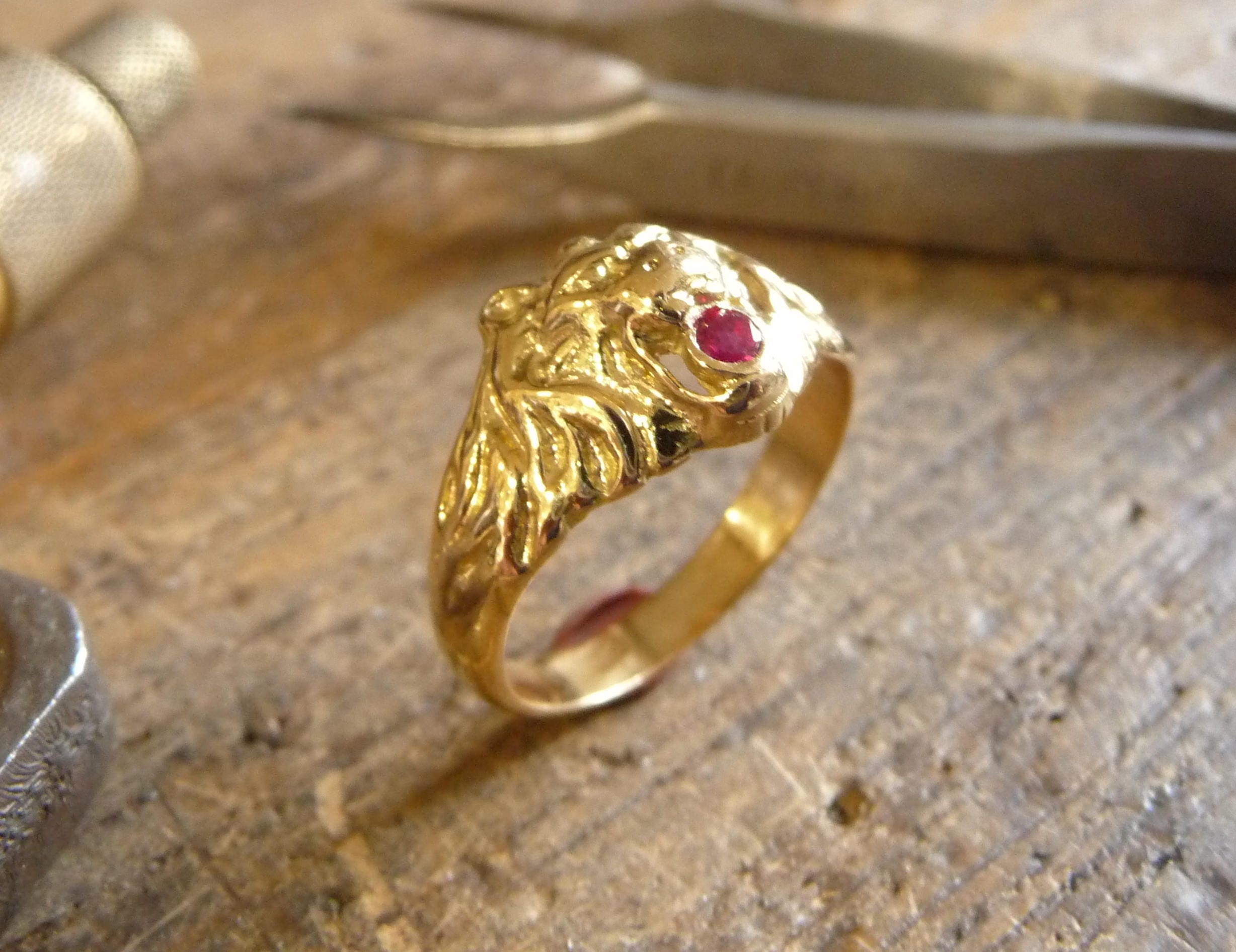 Bague En Or Tete De Lion Bague or bague lion bague or jaune tête de lion Simba avec - Etsy Canada