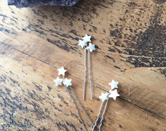 Little Stars mother of pearl wedding bride bridesmaid hairpins