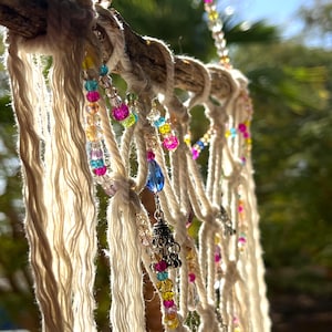 Crystal Suncatcher Fairy Crystals with Cobweb Macrame on Desert Driftwood, Rainbow Crystal Prism, Bohemian Home Decor, Natural Handcrafted