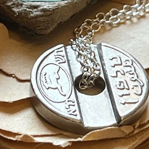 Vintage Israel Telephone Token Necklace: 1980s Asimon Coin, Sterling Silver Chain