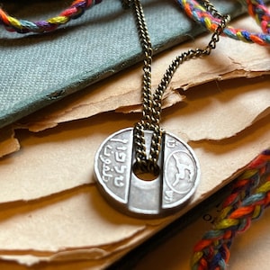 Vintage Israeli Asimon Coin Necklace: 1980s Phone Token, Bronze Chain