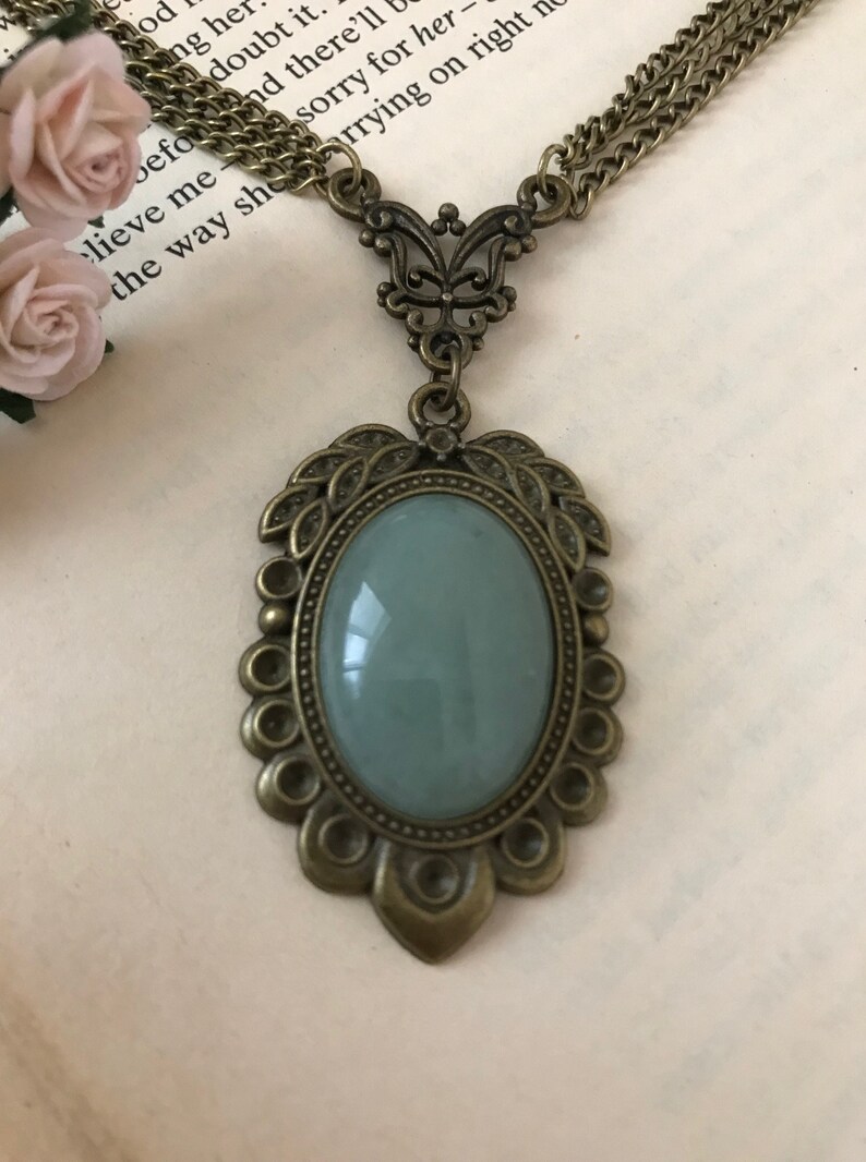 Gift Boxed Israeli Jewelry Natural Gemstone Bronze Aventurine Necklace February Birthstone Green Gemstone