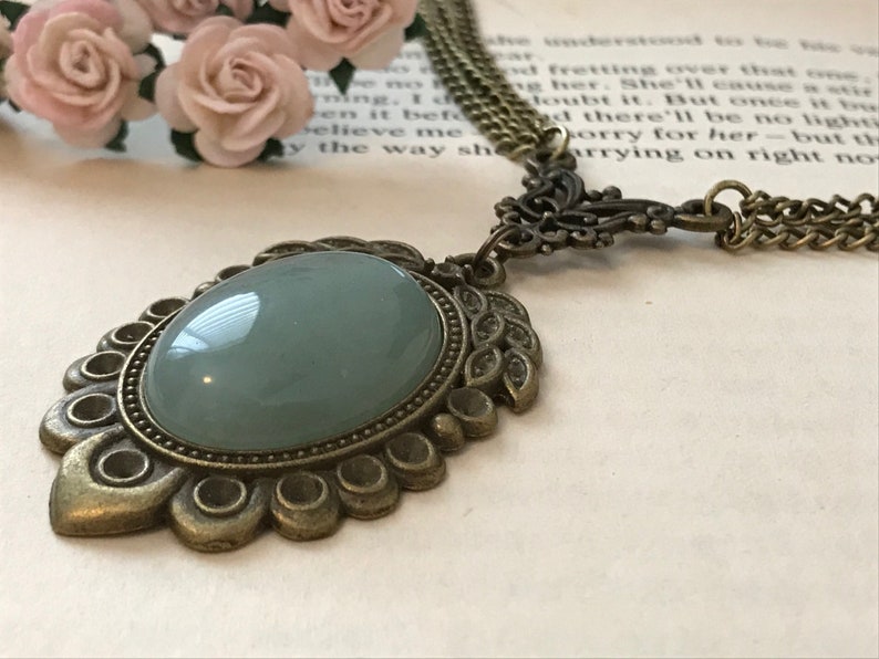 Gift Boxed Israeli Jewelry Natural Gemstone Bronze Aventurine Necklace February Birthstone Green Gemstone