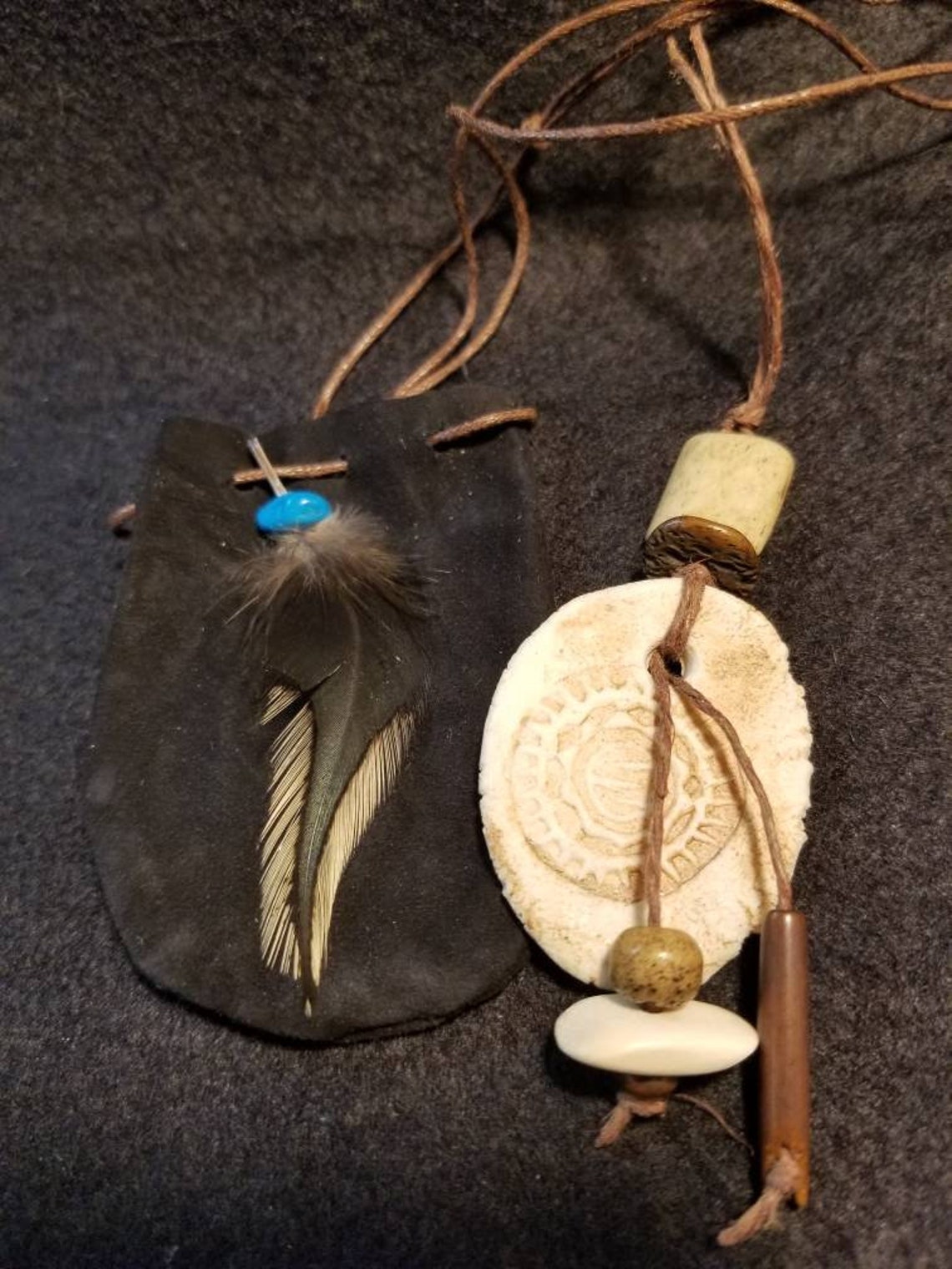 Native American necklace medicine bag handmade sun pendant Etsy