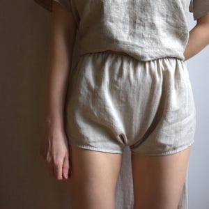 Linen knickers with natural rubber band. Lithuanian linen lingerie for women. Handsewn natural flax linen panties.