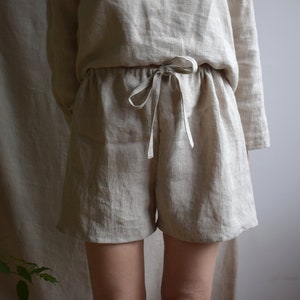Relaxed linen boxers. 100% Lithuanian linen pyjamas. Undyed linen underwear.