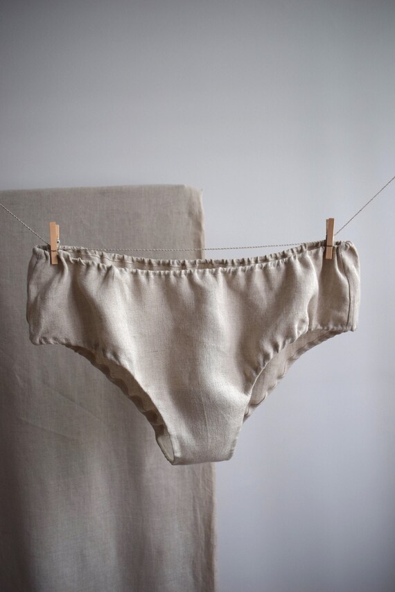 Linen Panties With Natural Rubber Band. Undyed Flax Linen Lingerie