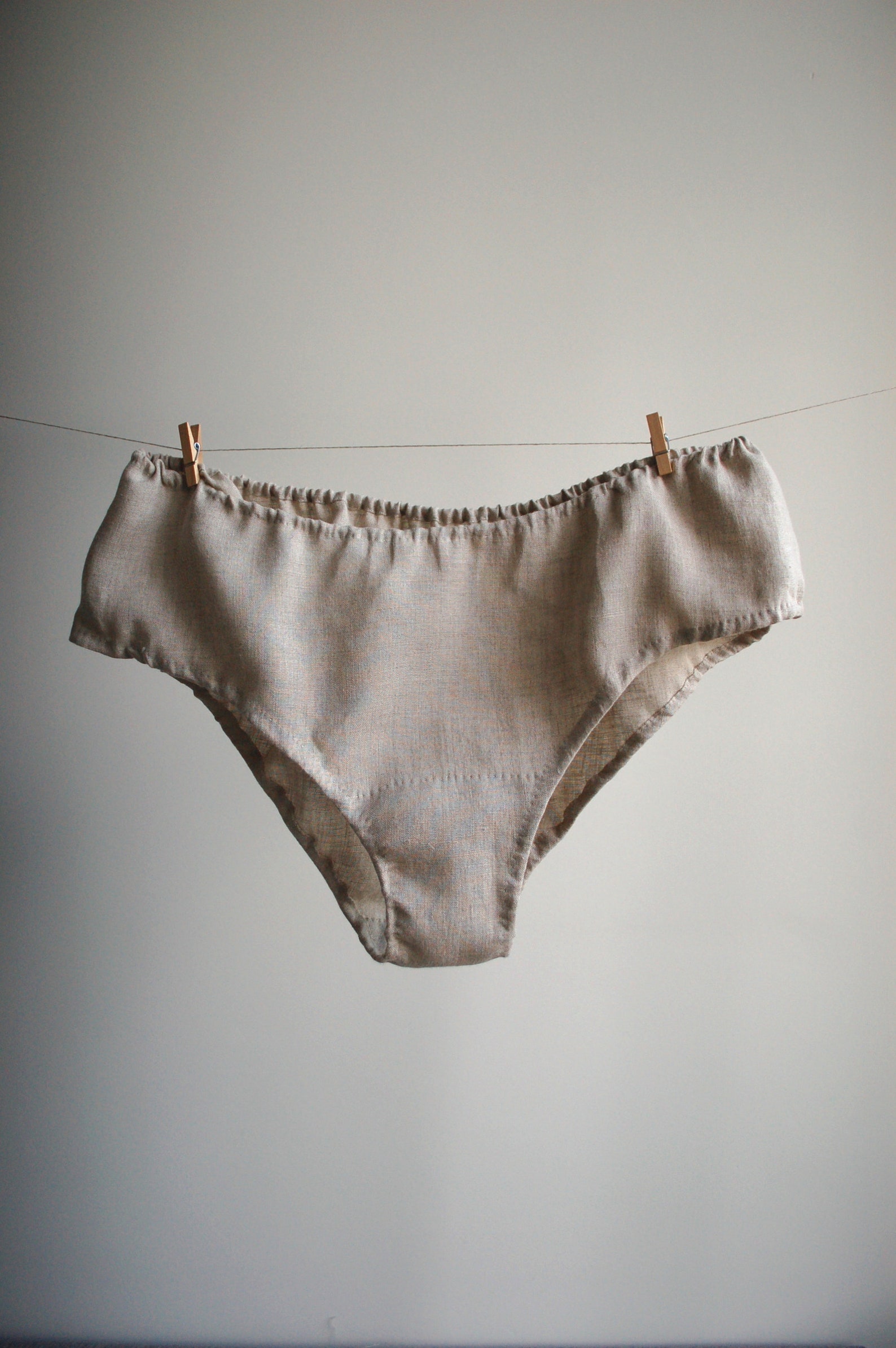 Linen panties with natural rubber band. Handsewn undyed linen Etsy