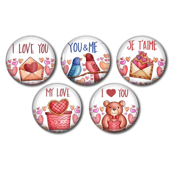 Cabochons résine 20 ou 25 mm au choix, à coller, rond, LOVE 04 amour,coeur,saint-valentin