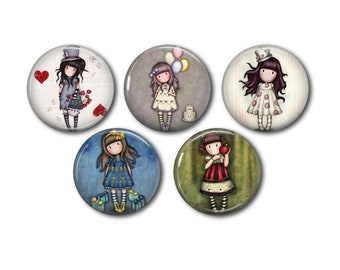 Resin-Cabochons 25mm oder 20mm 5er-Set nach Wahl, rund, zum Kleben - Little Girl 06