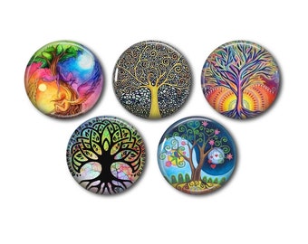 Cabochons résine 25mm ou 20mm lot de 5 au choix, rond, à coller - Arbre de vie 06