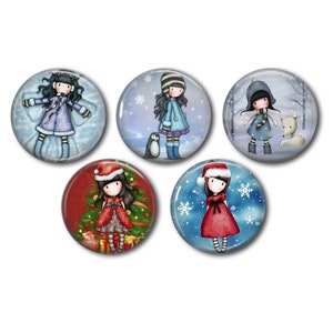 Hars cabochons 25mm of 20mm set van 5 naar keuze, rond, om te lijmen - Little Girl 05