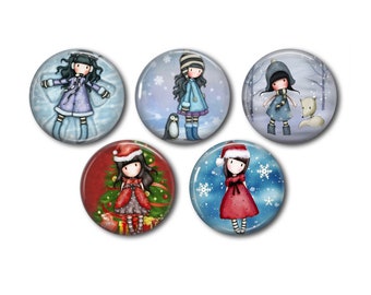 Resin-Cabochons 25mm oder 20mm 5er-Set nach Wahl, rund, zum Kleben - Little Girl 05