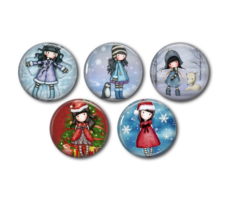 Resin cabochons 25mm or 20mm set of 5 of your choice, round, to glue Little Girl 05 image 1