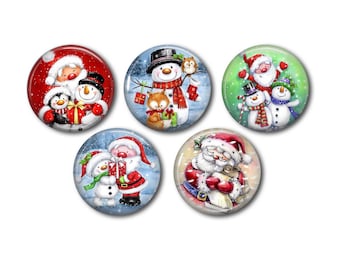 Resin cabochons 25mm or 20mm set of 5 of your choice, round, to glue - Christmas 14