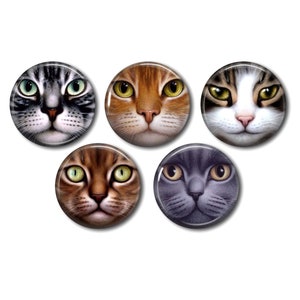 Cabochons résine 25mm ou 20mm lot de 5 au choix, rond, à coller - Chat 17