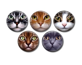 Cabochons résine 25mm ou 20mm lot de 5 au choix, rond, à coller - Chat 17