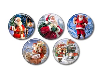 Resin cabochons 25mm or 20mm set of 5 of your choice, round, to stick - Santa Claus - Merry Christmas 22