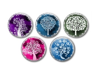 Lot of 5 resin cabochons, to glue, round, of your choice 20 or 25 mm Arbre Merveilleux 05