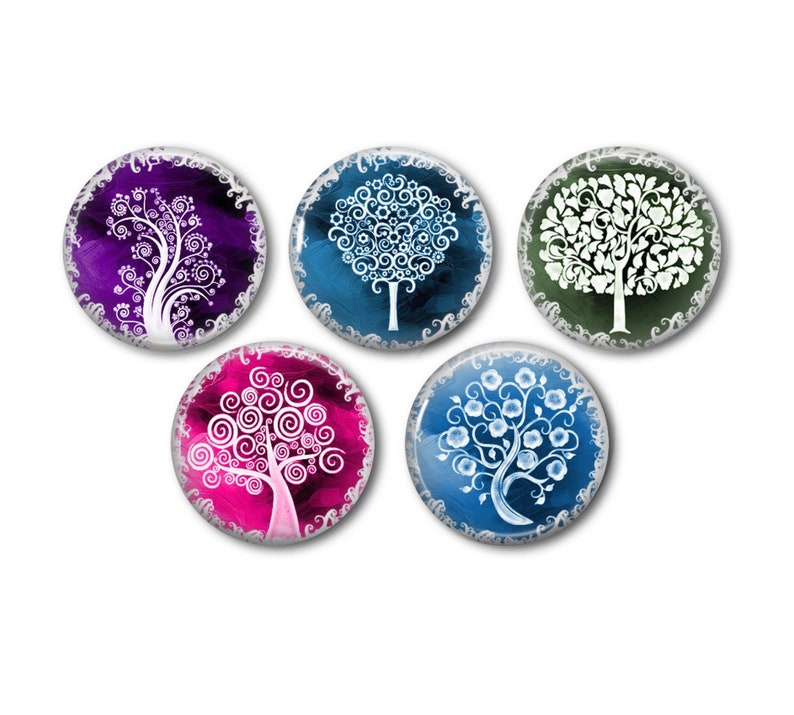 Lot of 5 resin cabochons, to glue, round, of your choice 20 or 25 mm Arbre Merveilleux 05 image 1