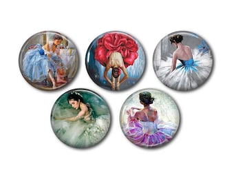 Cabochons résine 25mm ou 20mm lot de 5 au choix, rond, à coller - Danseuse  Ballerine 01