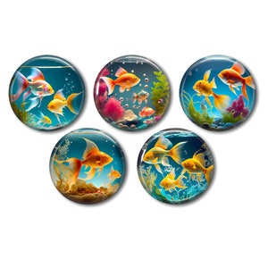 Lote de 5 cabochões de resina, para colar, redondos, à sua escolha Frasco para peixes de aquário de 20 ou 25 mm