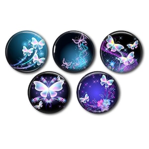 Lot 5 cabochons résine, à coller, rond, au choix 20 ou 25 mm Papillon 08