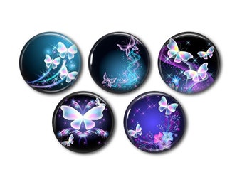 Lot 5 resin cabochons, to glue, round, choice of 20 or 25 mm Butterfly 08