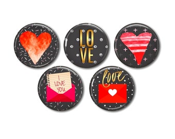 Cabochons résine 20 ou 25 mm au choix, à coller, rond, LOVE 01 amour,coeur,saint-valentin