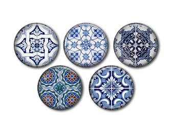 Cabochons résine 25mm ou 20mm lot de 5 au choix, rond, à coller - Azulejos  Céramique 02